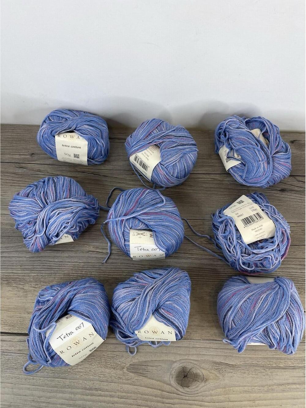 Rowan Tetra Cotton 007 Lot of 9 Blue Pink 50g Italy